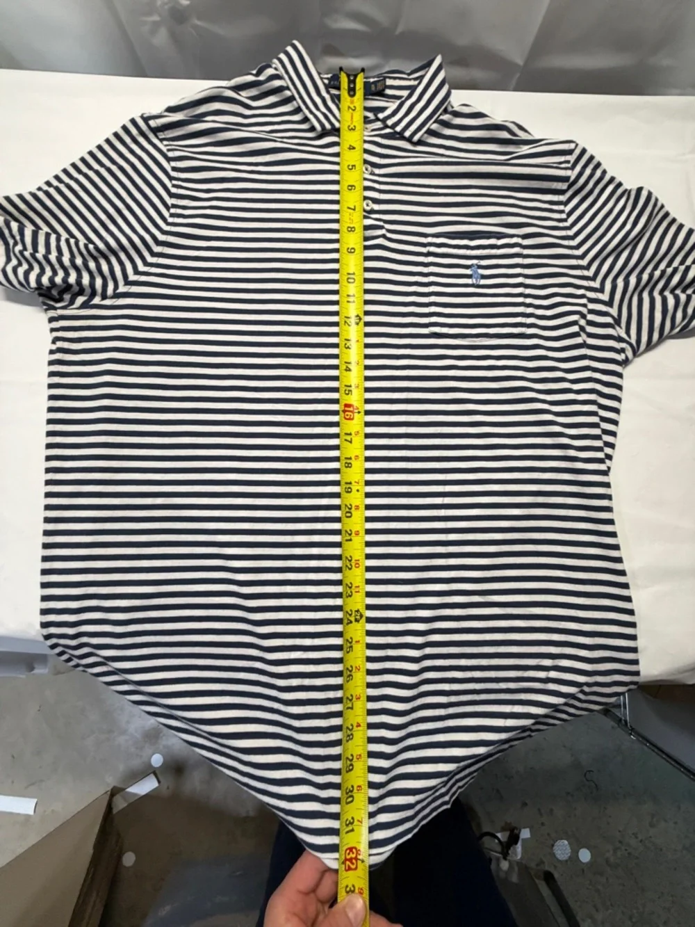 Ralph Lauren Polo Striped Navy and White Cotton‎ Polo Shirt